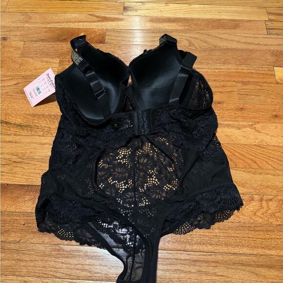 NEW Juicy Couture Intimates black Push Up Bra Sheer Lace Mesh Bodysuit 1X - Picture 8 of 11